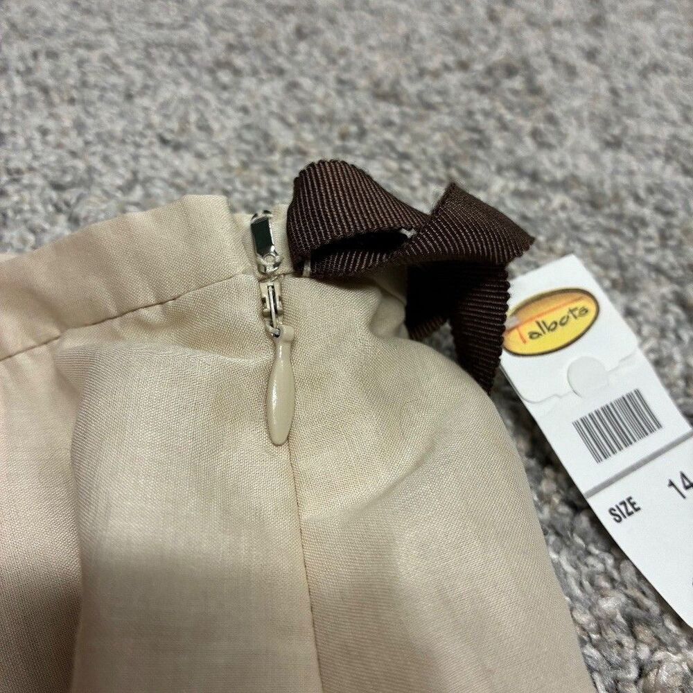 Talbots Cotton Lace Embroidered Skirt Size 14 Beige Boho Lined A-Line Ribbon Tie - Picture 15 of 15